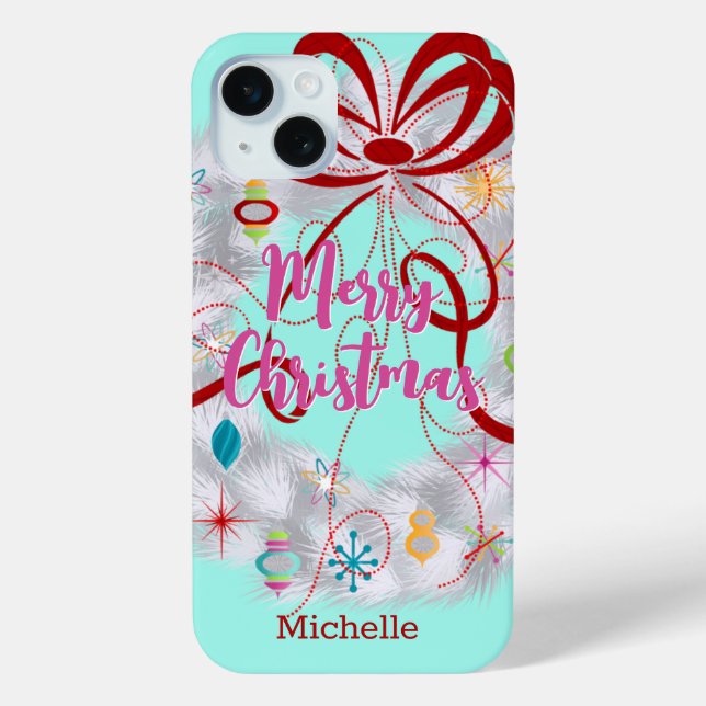 Coques Case-Mate iPhone Fête rétro en aluminium Wreath (Verso)