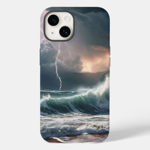 Coque Pour iPhone 14 Feu de foudre Waves Beach Paysage