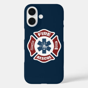 Coques iPhone 16 Feu et Secourir rouge blanc et bleu