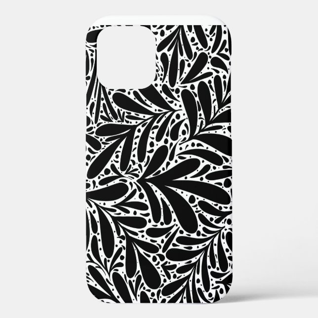 Coques Case-Mate iPhone Feuille abstrait noir et blanc (Verso)