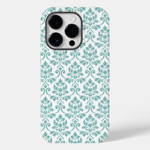 Coque Pour iPhone 14 Pro Feuille Damask Motif Turquoise