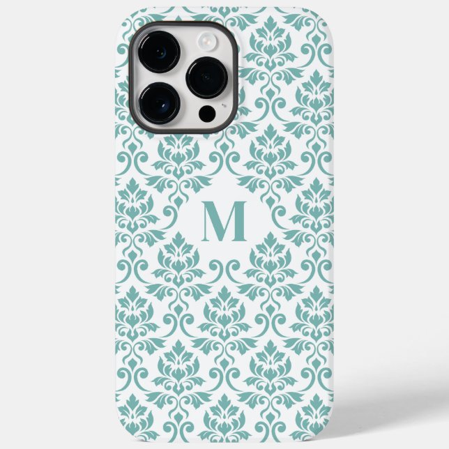 Coques Case-Mate iPhone Feuille Damask Motif Turquoise (personnalisé) (Verso)