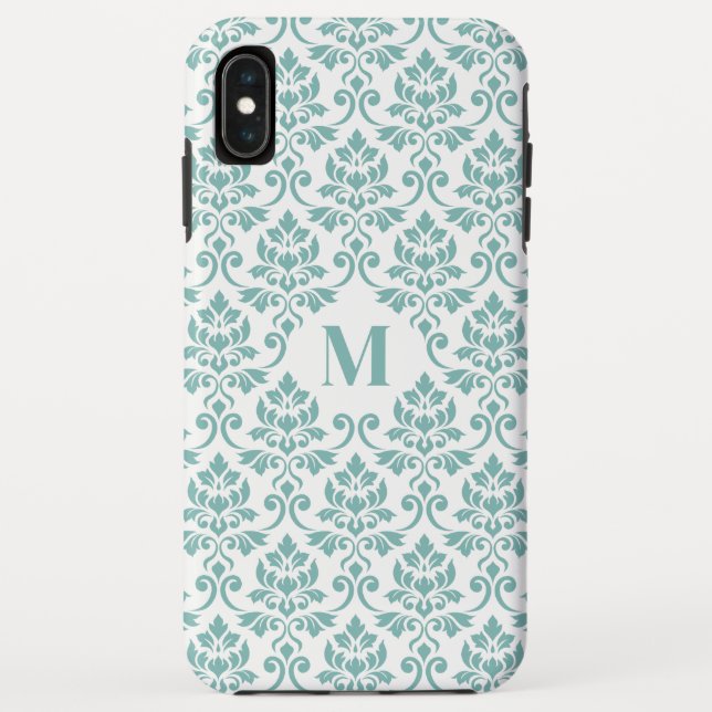 Coques Case-Mate iPhone Feuille Damask Motif Turquoise (personnalisé) (Dos)