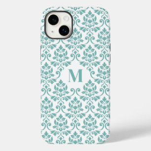 Coque Pour iPhone 14 Plus Feuille Damask Motif Turquoise (personnalisé)