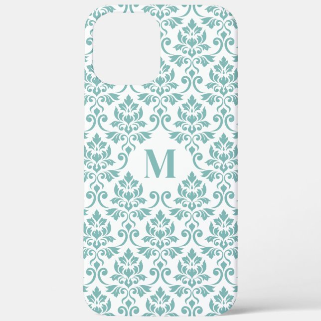 Coques Case-Mate iPhone Feuille Damask Motif Turquoise (personnalisé) (Verso)