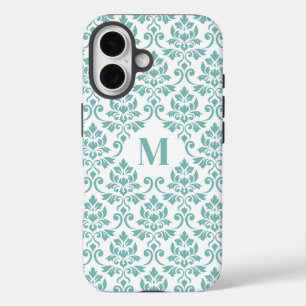 Coques iPhone 16 Feuille Damask Motif Turquoise (personnalisé)