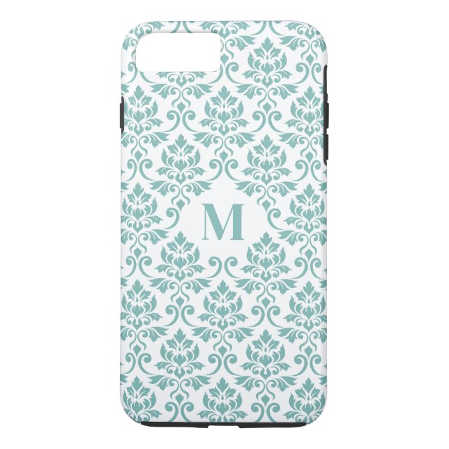 Coques Case-Mate iPhone Feuille Damask Motif Turquoise (personnalisé) (Dos)