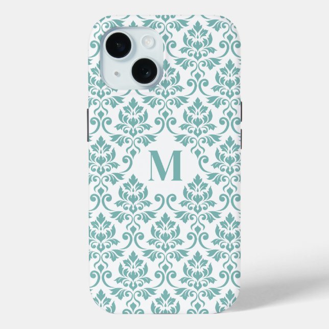 Coques Case-Mate iPhone Feuille Damask Motif Turquoise (personnalisé) (Verso)
