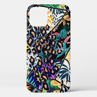 Case-Mate iPhone Case Feuille de patchwork tropicale et dos motif feuill