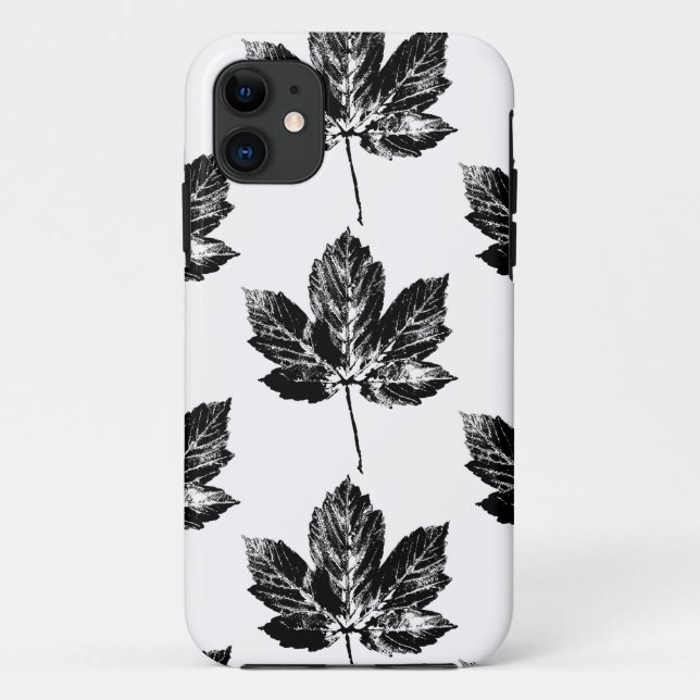 Coques Case-Mate iPhone Feuille d'érable noire et blanche (Dos)