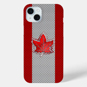Coque iPhone 15 Mini Feuille d'érable rouge canadienne sur papier à fib