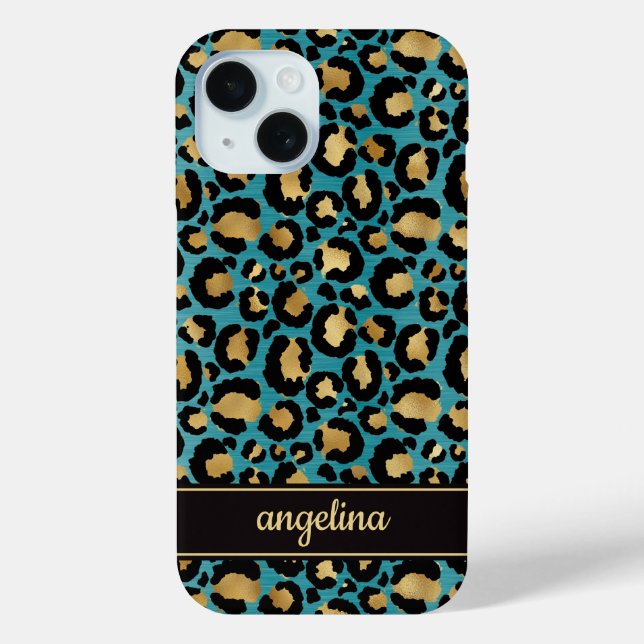 Coques Case-Mate iPhone Feuille d'or sur monogramme imprimé léopard sarcel (Verso)