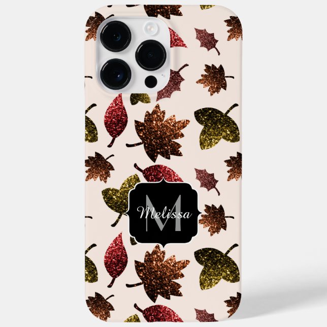 Coques Case-Mate iPhone Feuille étincelant automne motif Monogramme (Verso)