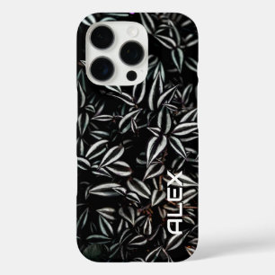 Coques iPhone 16 Pro Feuille foncée avec arêtes blanches