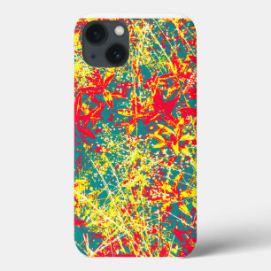 iPhone 13 Case feuille rouge vert jaune et blanc