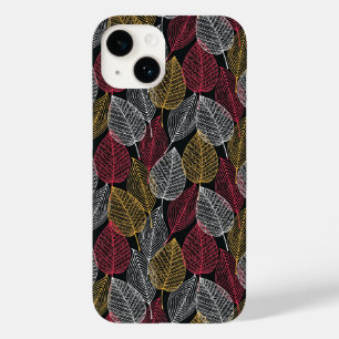 Coque Pour iPhone 14 Feuille squelette moderne Motif d'automne