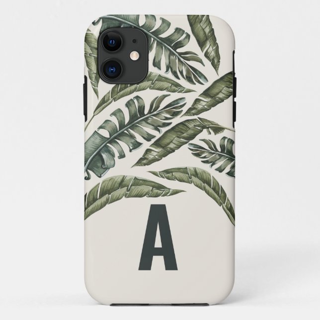 Coques Case-Mate iPhone Feuille tropicale initiale personnalisée (Dos)