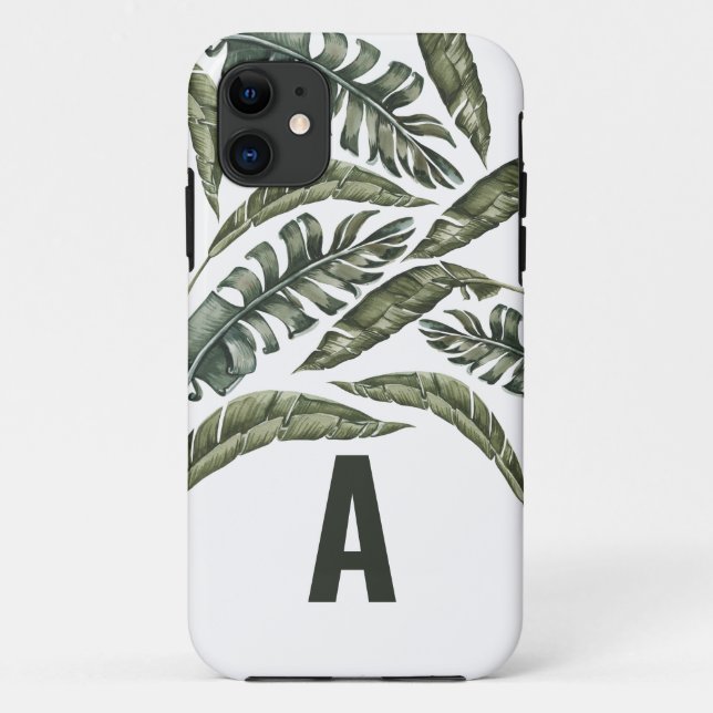 Coques Case-Mate iPhone Feuille tropicale initiale personnalisée (Dos)