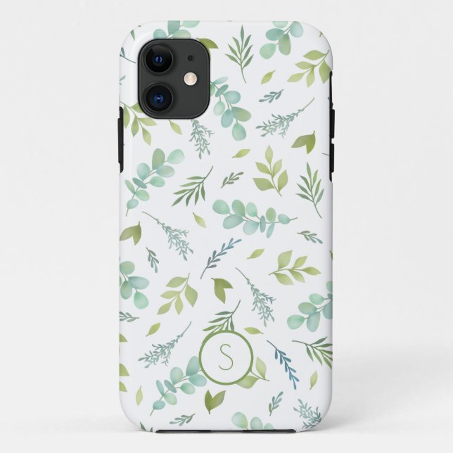 Coques Case-Mate iPhone Feuille végétale monogramme (Dos)