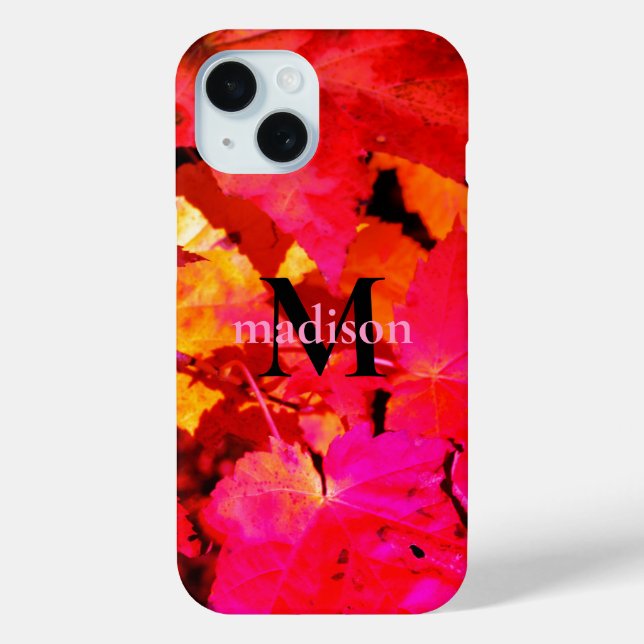 Coques Case-Mate iPhone Feuilles d'automne rose abstrait rose rouge (Verso)