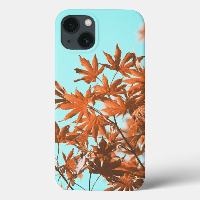 Coques Case-Mate iPhone Feuilles d'automne Turquoise et orange (Verso)