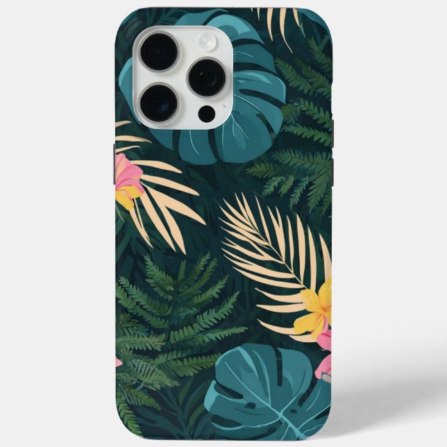 Coques Case-Mate iPhone Feuilles de jungle tropicale (Verso)