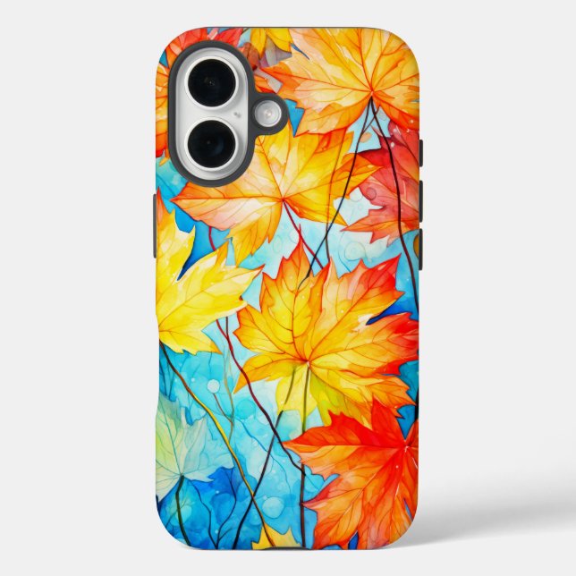 Coques Case-Mate iPhone Feuilles d'érable d'automne en chute vive (Verso)