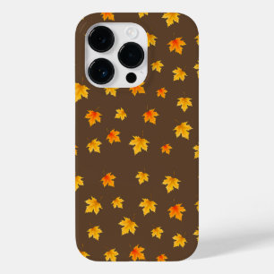 Coque Pour iPhone 14 Pro Feuilles d'érable sur fond marron