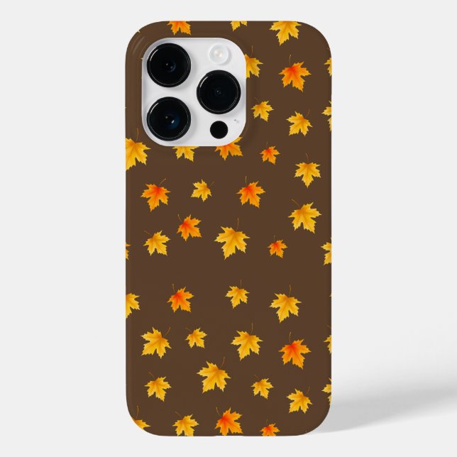 Coques Case-Mate iPhone Feuilles d'érable sur fond marron (Verso)