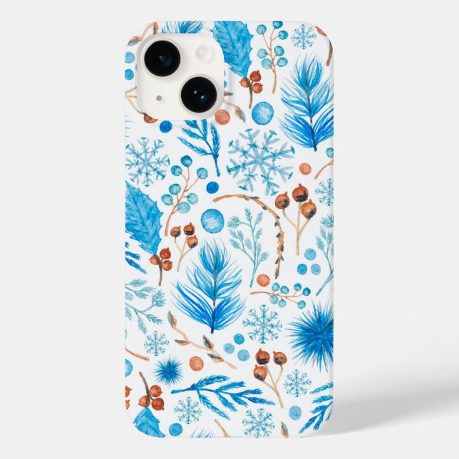 Coques Case-Mate iPhone Feuilles et baies d'hiver modernes (Verso)
