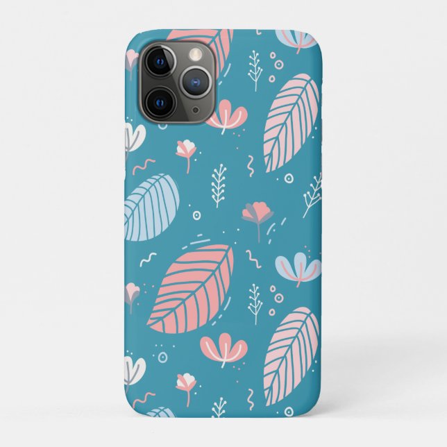 Coques Case-Mate iPhone Feuilles et gribouillis turquoise et rose (Dos)