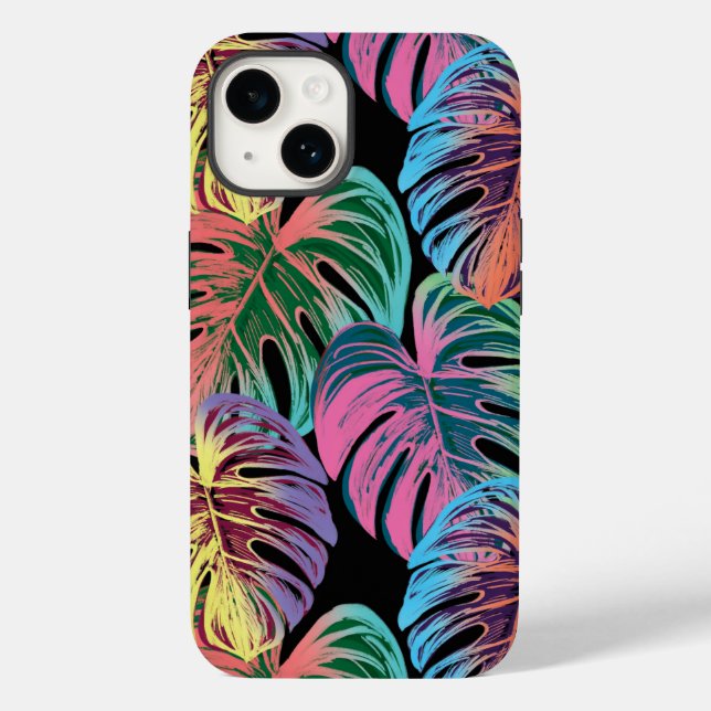 Coques Case-Mate iPhone Feuilles tropicaux colorés (Verso)
