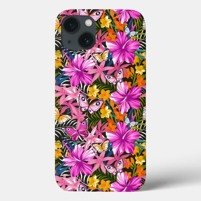 Coques Case-Mate iPhone Feuilles tropicaux et fleurs (Verso)