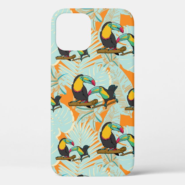Coques Case-Mate iPhone Feuilles tropicaux toucan sans couture Motif (Verso)
