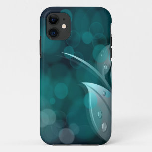 Coque iPhone 11 Feuilles turquoise Bokeh