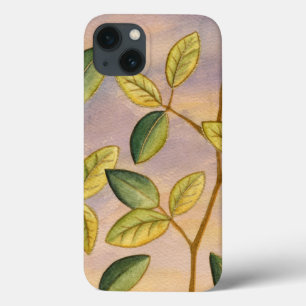 iPhone 13 Coque Feuilles verts et jaunes sur Arrière - plan couche