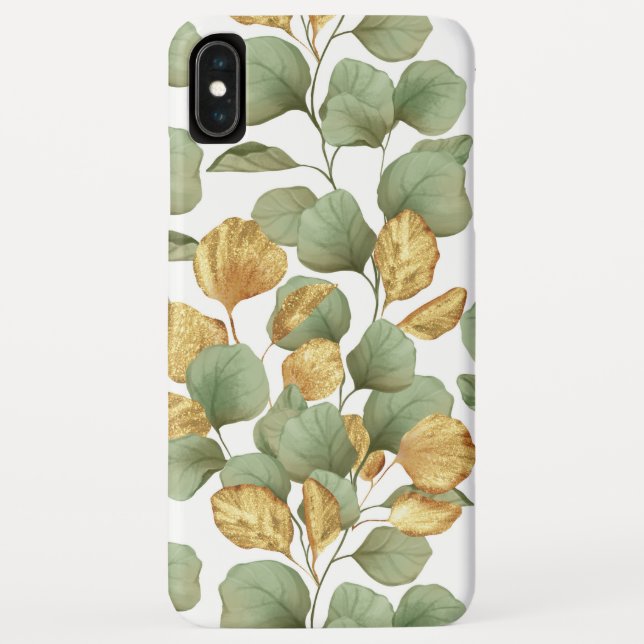 Coques Case-Mate iPhone Feuilles verts et or. Motif (Dos)