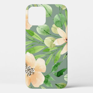 Case-Mate iPhone Case Feuilles verts, Fleurs roses : Aquarelle.