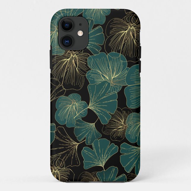 Coques Case-Mate iPhone Feuilles verts or (Dos)