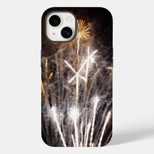 Coque Pour iPhone 14 Feux d'artifice blancs et or II Célébration patrio
