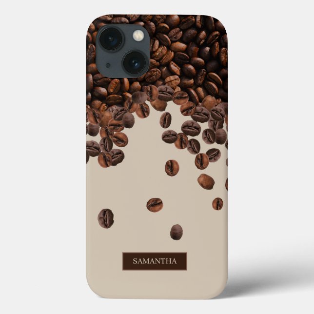 Coques Case-Mate iPhone Fèves de café Nom personnalisé (Verso)