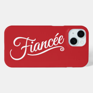 Coque Pour iPhone 15 Fiancée blanche sur rouge