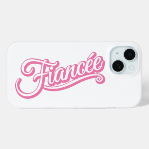 Coque Pour iPhone 15 Fiancée rose/blanc sur blanc