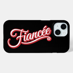 Coque Pour iPhone 15 Fiancée rouge/blanc sur noir