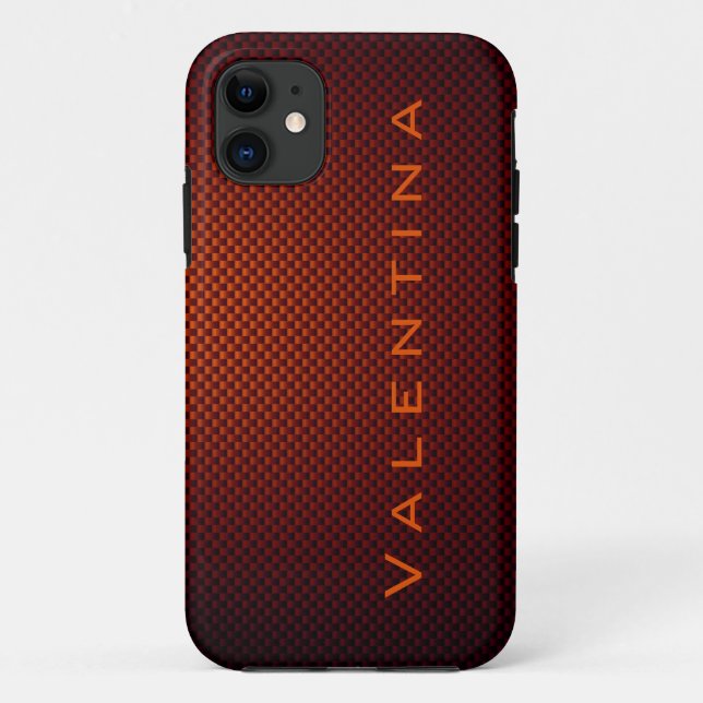Coques Case-Mate iPhone Fibres de carbone noir orange personnalisées (Dos)