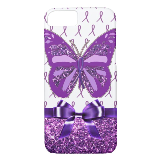 Coques Case-Mate iPhone Fibromyalgie Violet Sensibilisation Papillon Ruban (Dos)