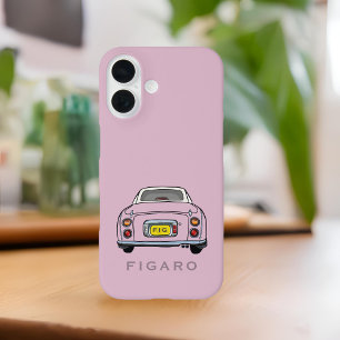 Coques iPhone 16 Figarations Nom Figaro rose Monogramme de voiture