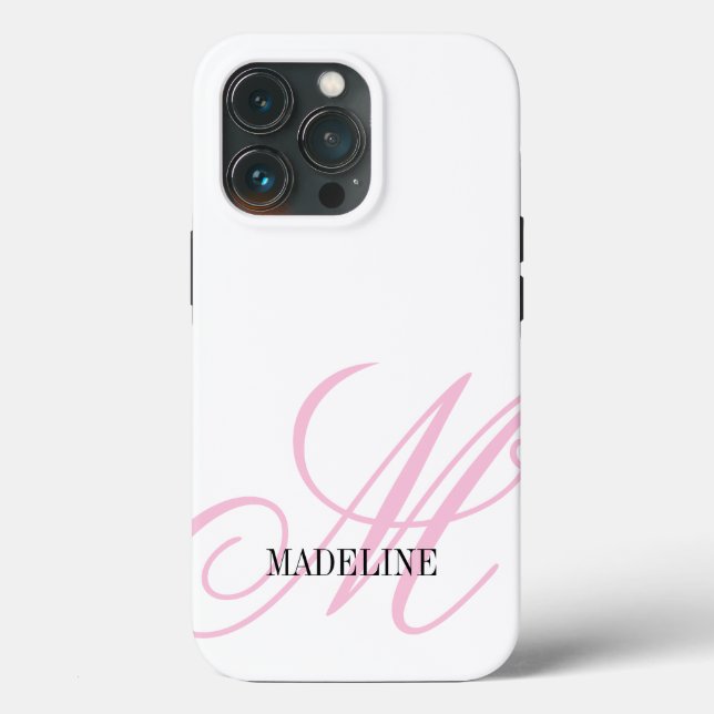 Coques Case-Mate iPhone Filigrane monographique rose personnalisée élégant (Verso)