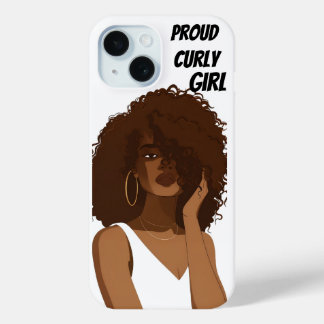 COQUE POUR iPhone 15 FILLE AUX CHEVEUX BOUCLÉS FIÈRE
