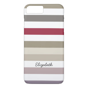 Coques Pour iPhone Fille Beige Rouge Gros Rayures Horizontales Avec N